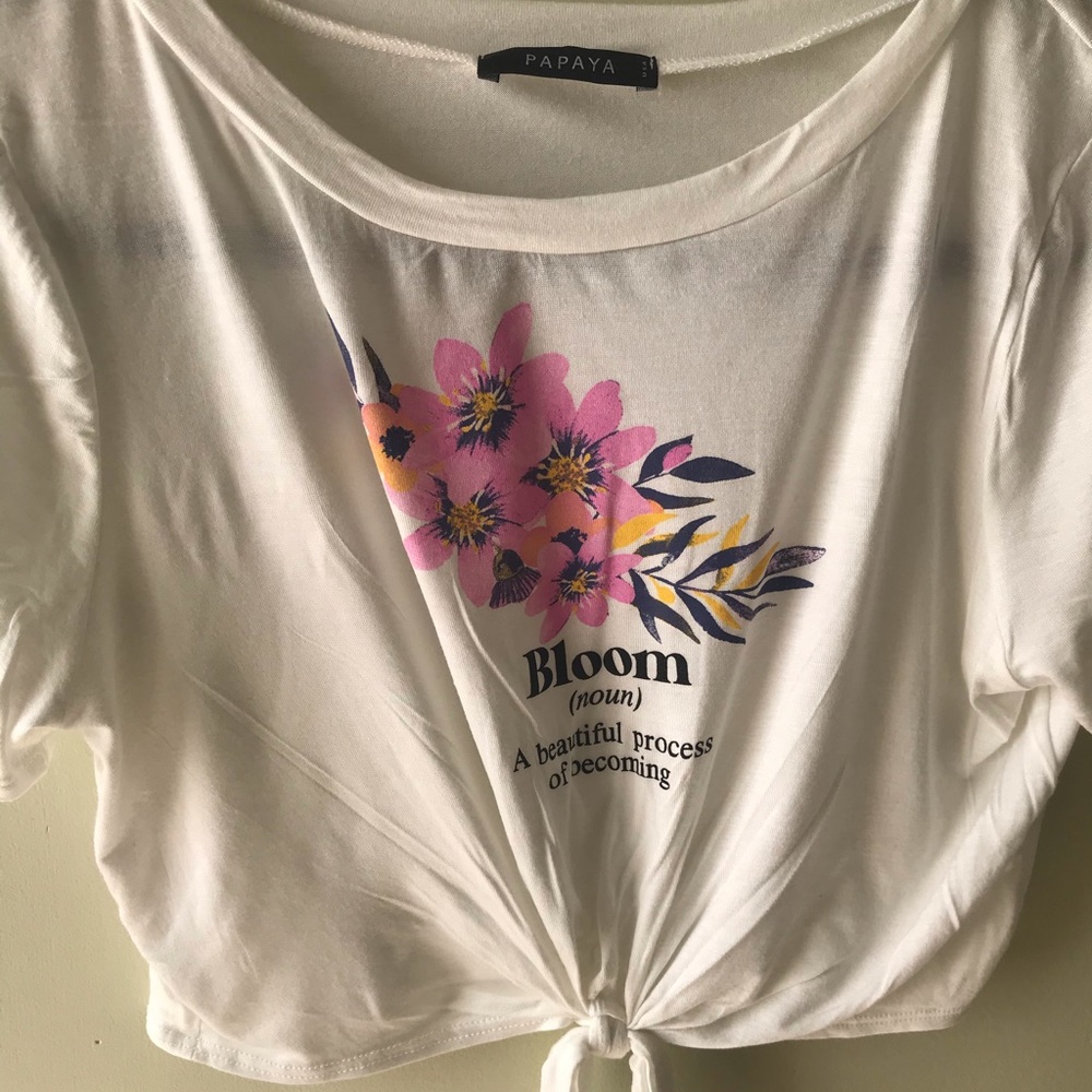 Floral Papaya White Graphic T-shirt Crop Top